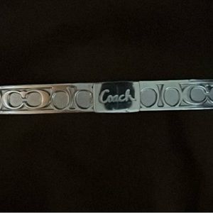 Coach Signature Quilted Silver-Tone Bangle